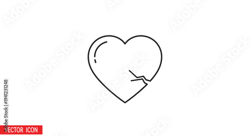 Broken Heart Icon Vector Graphic - Symbol of Sadness, Loss, and Unrequited Love