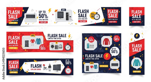 Flash Sale Banners with Up to 50 Off.