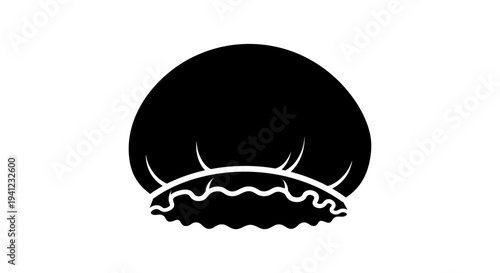 Black Jellyfish Silhouette Icon, Marine Life, Ocean Creature, Underwater Animal, Simple Vector Graphic