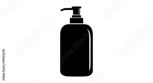 Black Liquid Soap Dispenser Icon, Simple Silhouette of Pump Bottle for Hand Sanitizer or Lotion