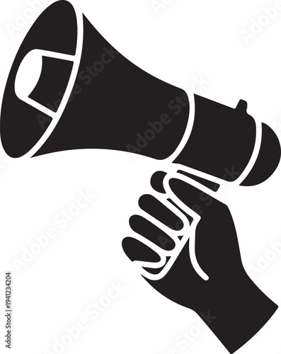 megaphone, loudspeaker, megaphone icon, hand holding megaphone, announcement, announcement icon, communication, communication icon, marketing announcement, promotion concept, 