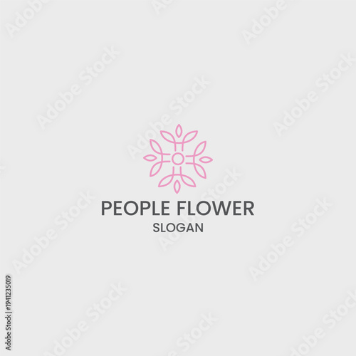 People flower logo icon design template vector illustration