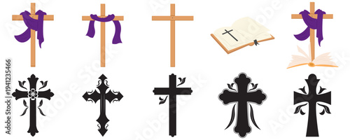 Christian Cross Icons Set