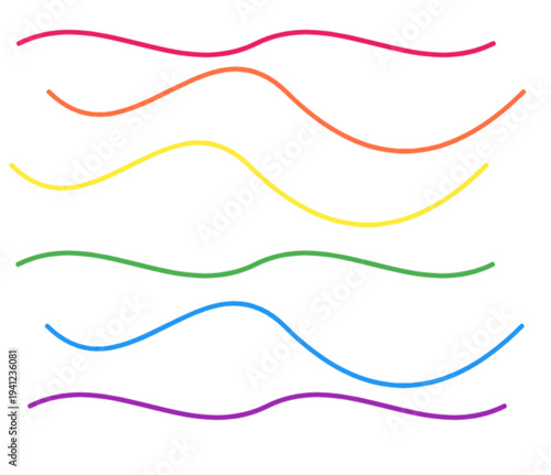 Seven colorful wavy abstract line pattern