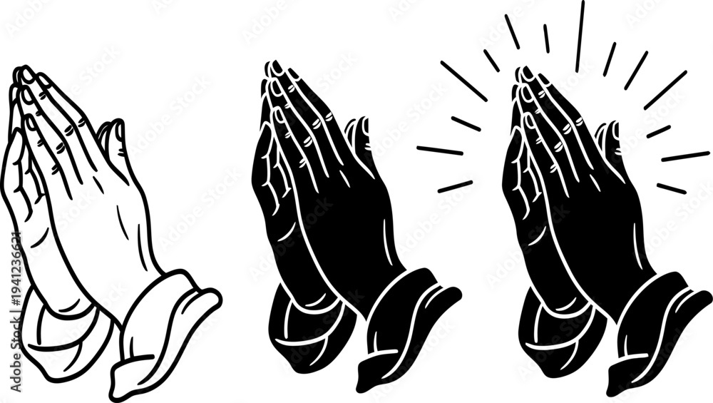 Obraz premium Praying hands in different styles and expressions