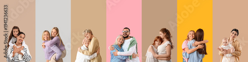 Set of mothers with their c...