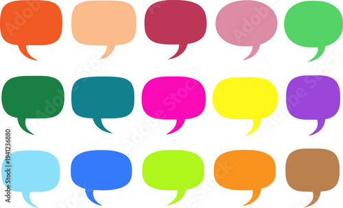 Vibrant colorful speech bubbles in various shades and text