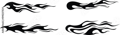 Tribal Sun Symbol Icons – Abstract Black Stencil Solar Motifs with Ethnic Style on Transparent Background