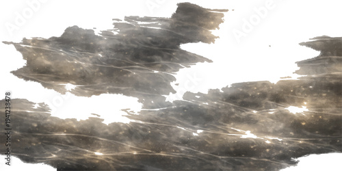 A clear blue summer sky with white clouds hangs over an abstract map of Italy and the North Sea merged into a map of the world