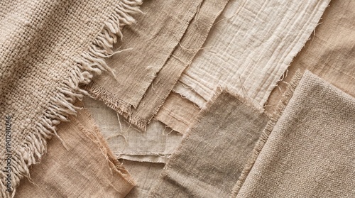 Earthcore neutral linen fabric layers background with soft natural texture