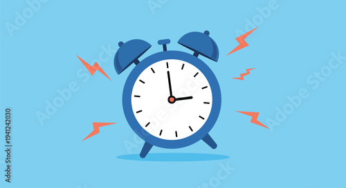 Alarm Clock Ringing – Wake Up Reminder, Time Management and Morning Alert Concept Vector Illustration