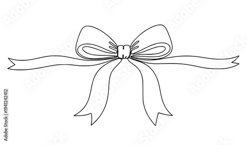 Continuous line ribbon bow minimalist hand drawn elegant gift bow vector illustration