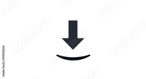 Simple graphic icon representing the action of downloading data or content from a digital source, commonly used for saving files to a device or system