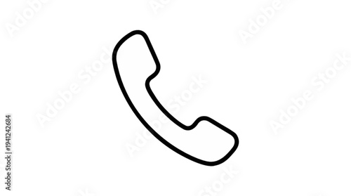 Classic telephone handset icon representing communication and connection in a simple, bold outline on a white background, perfect for contact information and service related designs