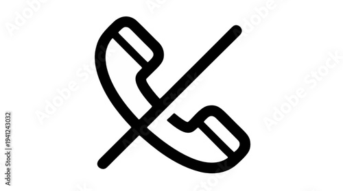 Black and white graphic icon symbolizing a disconnected or unavailable telephone line, indicating no service or an offline status