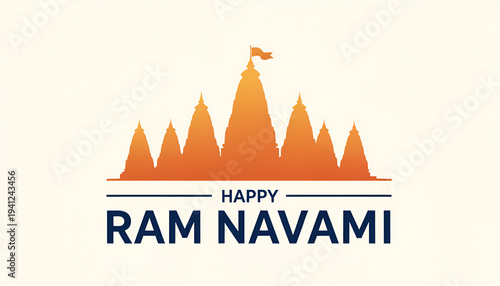 lord ram navami festival wishes blessing card with temples