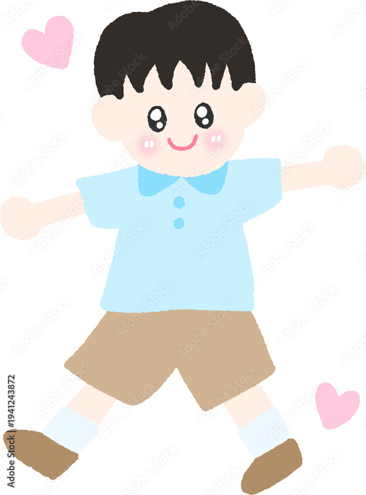 Fototapeta premium Cute Boy Character Cartoon Child Illustration Kids Activity Graphic