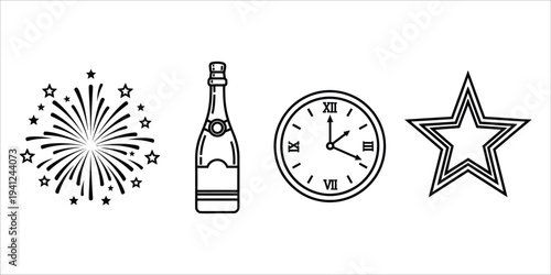 New year's eve celebration icons