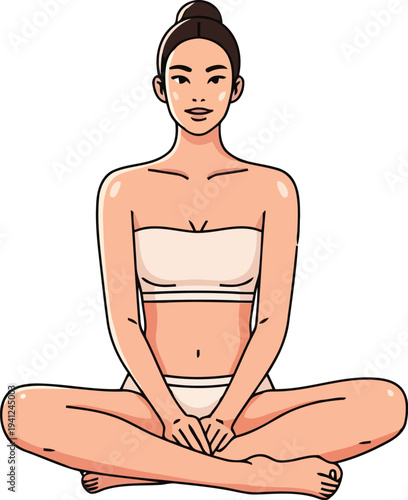 Adult crossing legs in yoga meditation lotus posture vector