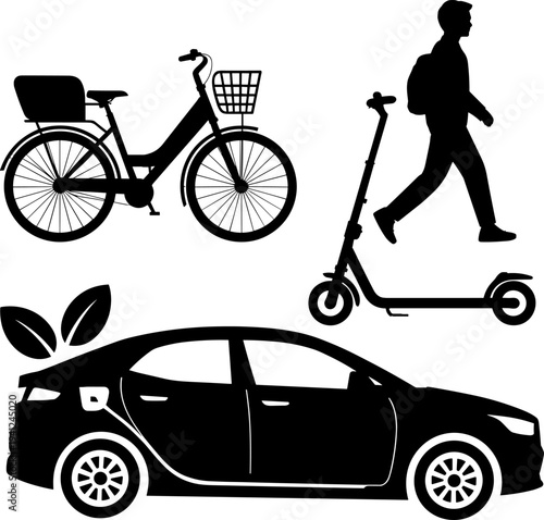 Silhouette of a man riding a bicycle vector illustration