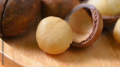 Dried macadamia nuts on the table.