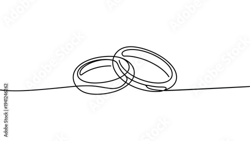  continuous one line drawing of wedding rings minimalist outline illustration symbolizing love marriage engagement commitment relationship romantic concept modern line art isolated