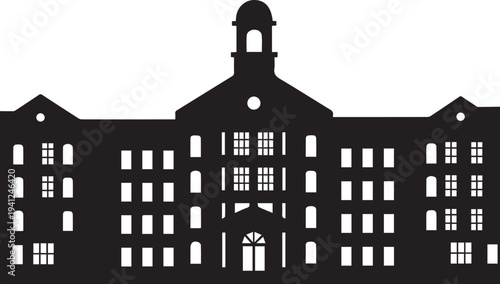 Building silhouette vector illustration architecture facade exterior line art