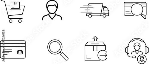 E commerce and logistics icons set