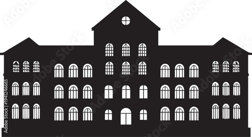 Old building architecture silhouette illustration vector, historical landmark