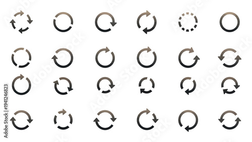 Circular arrows icon set for web design and user interface elements