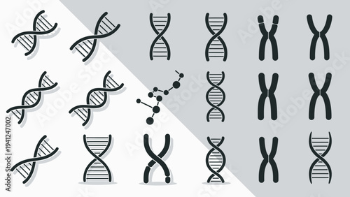 Abstract dna helix and chromosome illustrations for scientific and medical concepts