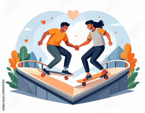 Skateboard Park Heart Grind