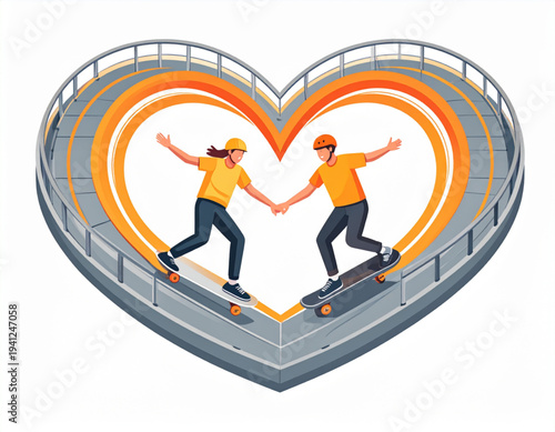 Skateboard Park Heart Grind