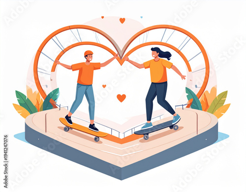 Skateboard Park Heart Grind