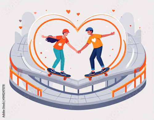 Skateboard Park Heart Grind