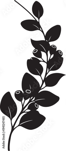 Elegant eucalyptus branch wall panel design featuring soft botanical leaves in a minimalist style.