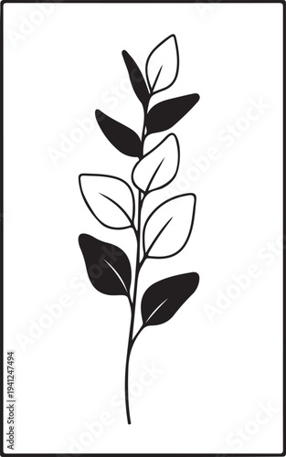 Elegant eucalyptus branch wall panel design featuring soft botanical leaves in a minimalist style.