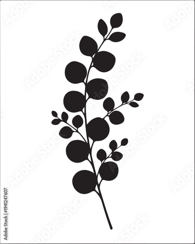 Elegant eucalyptus branch wall panel design featuring soft botanical leaves in a minimalist style.