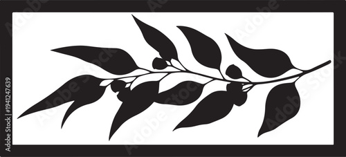Elegant eucalyptus branch wall panel design featuring soft botanical leaves in a minimalist style.