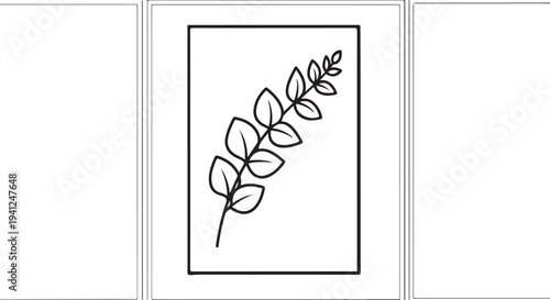 Elegant eucalyptus branch wall panel design featuring soft botanical leaves in a minimalist style.