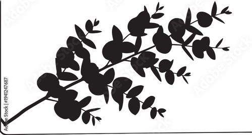 Elegant eucalyptus branch wall panel design featuring soft botanical leaves in a minimalist style.