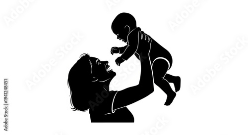 Joyful Mother and Baby Bonding Silhouette