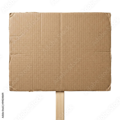 Konstfotografi Blank cardboard protest sign on wooden handle