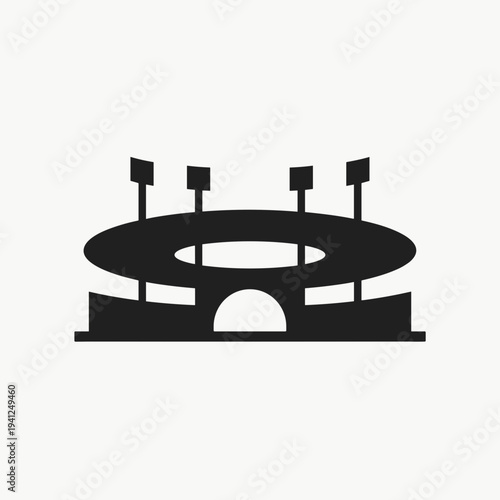 Stadium silhouette with lights, representing sports facilities and events. Useful for articles related to athletics, fan culture, or tournament preparations.