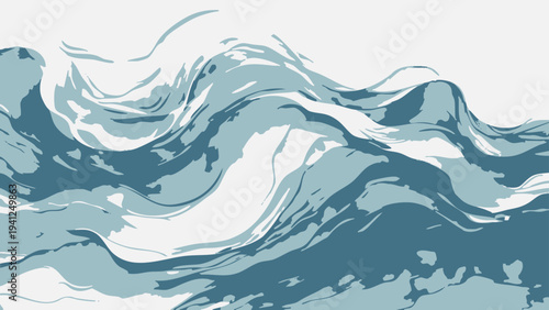 Vector Abstract depiction of fluid dynamics, resembling an ocean wave, with dynamic energy. Captures the movement, motion, and surge of liquid.
