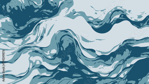 Vector abstract blue waves pattern. intricate design of overlapping curves and fluid shapes, conveying a sense of serenity and the endless motion of the sea.