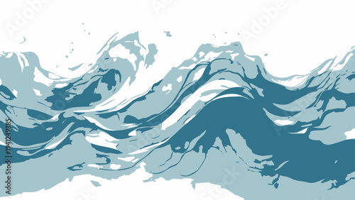 Vector abstract ocean wave rendered in fluid, expressive strokes, a visual representation of the powerful beauty of the sea. evoking a sense of calm.
