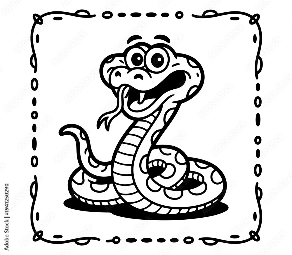 Obraz premium Cute snake . Funny kawaii alpaca character. Cartoon flat style. Vector illustration