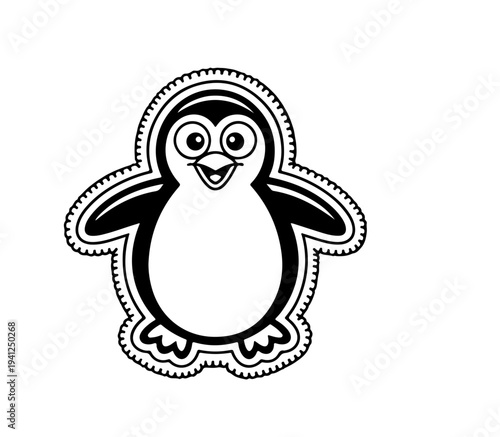 Cute penguin . Funny kawaii alpaca character. Cartoon flat style. Vector illustration