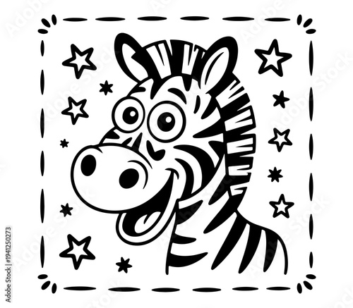 Cute zebra . Funny kawaii alpaca character. Cartoon flat style. Vector illustration